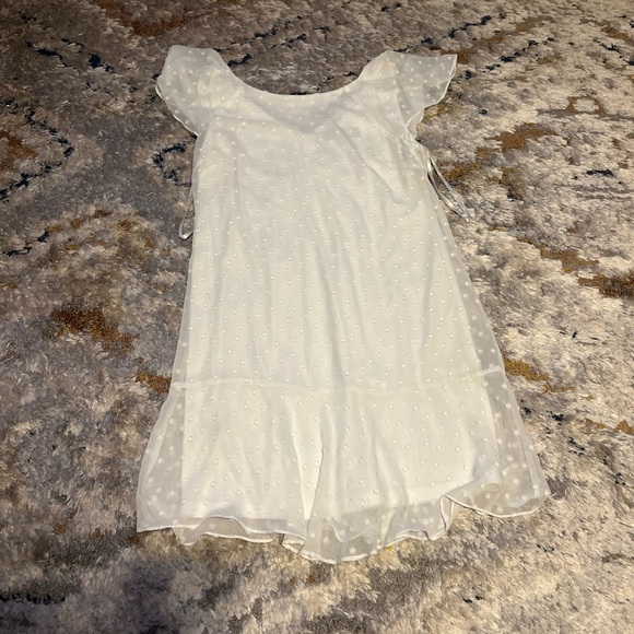 Karl Lagerfeld White Babydoll Mini Dress with Flutter Sleeves - Picture 2 of 9